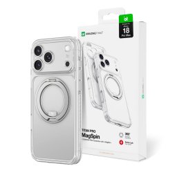 Husa AmazingThing Titan Pro Spin Lens Case for iPhone 18 Pro Max with Rotating Ring and Lanyard Mount, MagSafe Compatible - Clear