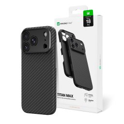 Husa AmazingThing Titan Max Lens Case for iPhone 18 Pro in Aramid Fiber with Camera Cover, MagSafe Compatible - Black