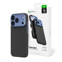 Husa AmazingThing Titan Max Lens Case for iPhone 18 Pro Max Aramid Fiber with Camera Cover, MagSafe Compatible - Blue