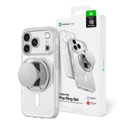 Husa AmazingThing Titan Pro Pop Lens Case for iPhone 18 Pro Max with Camera Cover, Holder and Stand, MagSafe Compatible - Clear