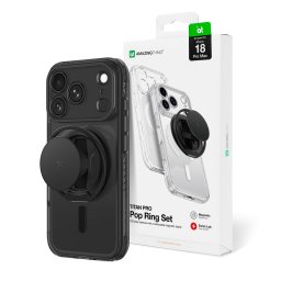 Husa AmazingThing Titan Pro Pop Lens Case for iPhone 18 Pro Max with Camera Cover, Holder and Stand, MagSafe Compatible - Black