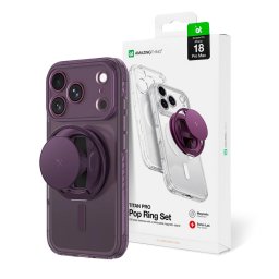 Husa AmazingThing Titan Pro Pop Lens Case for iPhone 18 Pro Max with Camera Cover, Holder and Stand, MagSafe Compatible - Purple