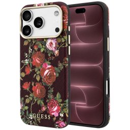 Husa Husa pentru iPhone 18 Pro Max / iPhone 17 Pro Max - Guess Blossom Roses Print MagSafe (GUHMP18X6PWGTBEU) - Burgundy