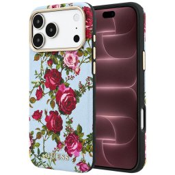 Husa Husa pentru iPhone 18 Pro Max / iPhone 17 Pro Max - Guess Blossom Roses Print MagSafe (GUHMP18X6PWGTBEB) - Light Blue