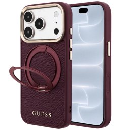 Husa Husa pentru iPhone 18 Pro / iPhone 17 Pro - Guess Grained Leather Ring Stand 360 Classic Logo MagSafe (GUHMP18L6PSGRSCLU) - Burgundy