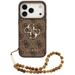 Husa Husa pentru iPhone 18 Pro / iPhone 17 Pro - Guess Hardcase 4G Classic Logo with Strap (GUHCP18LP4GMGSCW) - Brown
