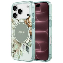 Husa Husa pentru iPhone 18 Pro Max / iPhone 17 Pro Max - Guess IML Flower & Tonal Circle MagSafe (GUHMP18XHFWBDCEN) - Green