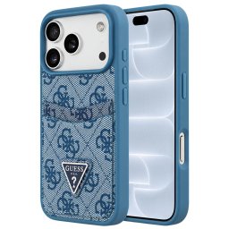 Husa Husa pentru iPhone 18 Pro / iPhone 17 Pro - Guess Hardcase 4G Double Card Triangle (GUHCP18LP4TPB) - Blue