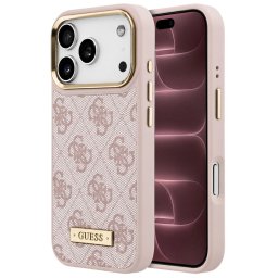 Husa Husa pentru iPhone 18 Pro Max / iPhone 17 Pro Max - Guess Hardcase 4G Logo Plate MagSafe (GUHMP18XU4GPRP) - Pink
