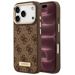 Husa Husa pentru iPhone 18 Pro Max / iPhone 17 Pro Max - Guess Hardcase 4G Logo Plate MagSafe (GUHMP18XU4GPRW) - Brown