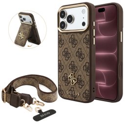 Husa Husa pentru iPhone 18 Pro Max / iPhone 17 Pro Max - Guess Hardcase 4G Cardslot & Big Strap MagSafe (GUBPHUP18XP4SM44CW) - Brown
