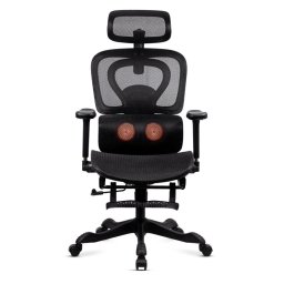 Scaun de birou ergonomic cu masaj lombar, încălzire, rabatare 135° și suport pentru picioare SYYT 9522 negru