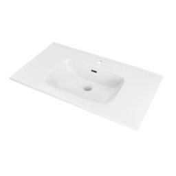 Lavoar pe mobilier Nofer Volterra, dreptunghiular, 81 cm, alb lucios