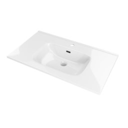 Lavoar pe mobilier Nofer Volterra, dreptunghiular, 101 cm, alb lucios