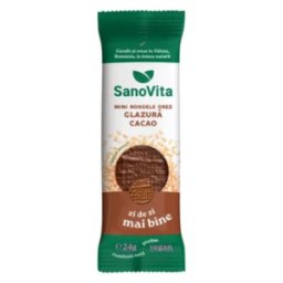 Rondele din Orez cu Glazura de Cacao si Migdale, SanoVita, 24 g