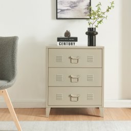 Comoda metalica cu 3 sertare Hameenlinna 60x40x72 cm, bej