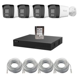 Sistem supraveghere IP HiLook cu 4 camere 6MP, PoE, audio si HDD 1TB