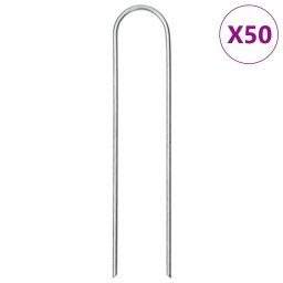 Tarusi de pamant în forma de U 50 buc. 15x3,5cm otel galvanizat GartenMobel Dekor
