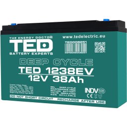 Acumulator AGM VRLA 12V 38Ah Deep Cycle Dimensiuni 267 x 77 x 170 mm Pentru Vehicule Electrice M5 - X00003284