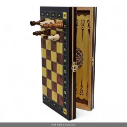 Joc 2 in 1 sah si table magnetic, cu piese din lemn