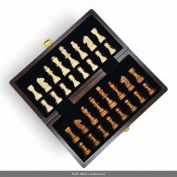 Joc de sah magnetic pliabil cu piese din lemn, 24 cm