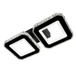Lustra LED cu cristal QUADRIS 41W, 2 patrate, dimabila, lumina 3 culori, negru
