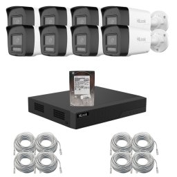 Sistem supraveghere IP HiLook cu 8 camere 6MP, PoE, audio si HDD 1TB