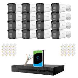 Sistem supraveghere video IP HiLook 16 camere 6MP pentru curte,depozite si spatii comerciale,Iluminare duala 30m,Microfon si difuzor,Alarma activa,Detectie inteligenta,NVR 16 canale,HDD 2TB,Vizualizare de pe telefon