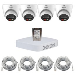 Sistem supraveghere video IP Dahua 4 camere 4MP 2K pentru curte si locuinta,Iluminare duala 30m,Microfon incorporat,Detectie inteligenta persoane,NVR PoE,HDD 1TB,Vizualizare de pe telefon