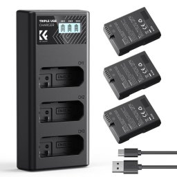 Kit K&F Concept (Nikon EN-EL14 camera battery 1050mAh,3-pack + Charger LCD display charger set,Th)
