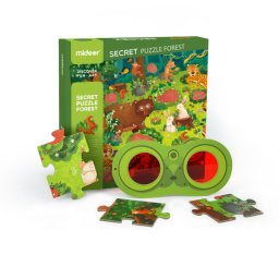 Puzzle secret, Padurea, 35 piese, nivel mediu, cu ochelari pentru detalii amuzante
