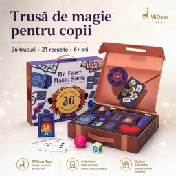 Set trusa de magie pentru copii My First Magic Show MiDeer, 36 trucuri, 21 recuzite, 6+ ani
