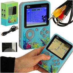 Consola Retro Portabila, 500 Jocuri Clasice, Ecran LCD 3 ,Baterie Reincarcabila,Multiplayer,6 ani+