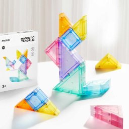 Joc Tangram Magnetic, 7 piese magnetice, clepsidra si 100 modele puzzle