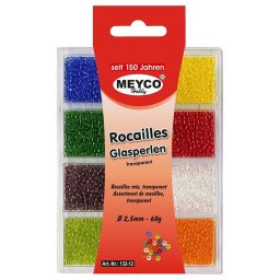 Set margele din sticla, diferite culori, semi-transparente, accesorii creatie pentru craft si decor, 2.5 mm diametru, 60 gr, Meyco