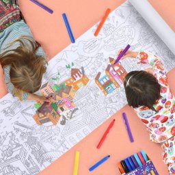 Rola hartie cu desene de colorat Oras, 10 m x 43 cm, cu jocuri si activitati, 3+ ani
