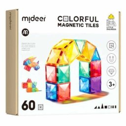 Set de Constructie Magnetic, 60 piese, MiDeer Colorful Magnetic Tiles