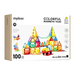 Set de Constructie Magnetic, 100 piese, MiDeer Colorful Magnetic Tiles