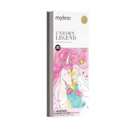 Carte de colorat cu desene, include pensula de pictat si acuarele, Unicorni, Mideer