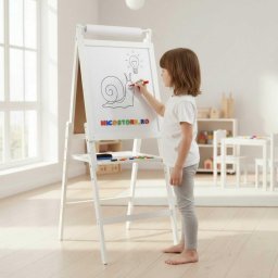 Tabla educativa magnetica fata-verso si sevalet, 3 in 1, pentru copii, suport din lemn
