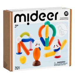 Set magnetic de construit, Rainbow Building Stick, 32 piese, STEM, sac depozitare, 3 ani+