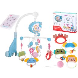 Carusel muzical FLOOP pentru patut, proiector stele, 40 melodii, telecomanda, albastru