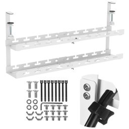 Suport monitor Organizer podbiurkowy na kable Maclean, max. obciążenie 5kg, max. 728mm, 2 poziomy, biały, MC-102 W