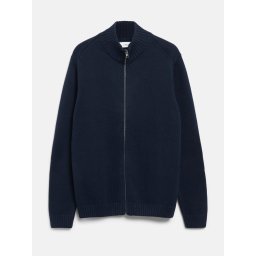 s.Oliver Cardigan tricotat barbati, cu guler inalt, din 100% bumbac, Regular fit, Bleumarin inchis (SELECTATI MARIMEA: XL)