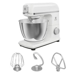 Mixer cu bol Electrolux E5KM1-4SWB, 1200W, 6 trepte de viteza, functie Pulse, corp metalic, bol inox 5l, alb
