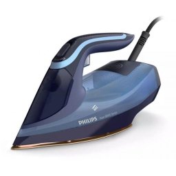Fier de calcat Philips DST8020/20 Seria 8000, 3000W, talpa Steamglide Elite Rosecopper, OptimalTemp, Abur 55 g/min, jet de abur 240 g, capacitate rezervor 300ml, Detartrare Quick Calc Release, Oprire automata, Albastru