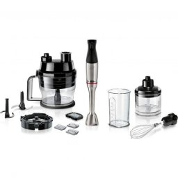 Blender de mana BOSCH Seria 6 ErgoMaster MSM6M8X1, 1200W, Control dinamic al vitezei, 500ml, Sistem EasyClick, Stainless Steel