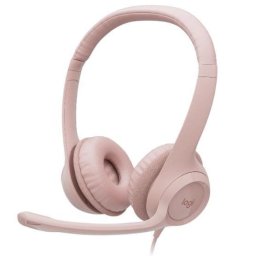 Casti Stereo Logitech H390, USB, Microfon, Roz