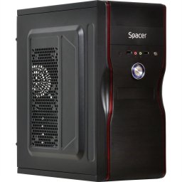 Carcasa Spacer, New Mercury, ventilor 12cm, HD audio, ATX Mid-Tower,sursa 500W Black
