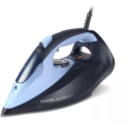 Fier de calcat Philips Azur DST7041/20, 2800W, debit de abur continuu de 50g/min si jet de abur de 250 g, talpa SteamGlide Elite, rezervor de 300ml si sistem de curatare automata cu rezervor integrat pentru calcar, oprire automata de siguranta, Albastru
